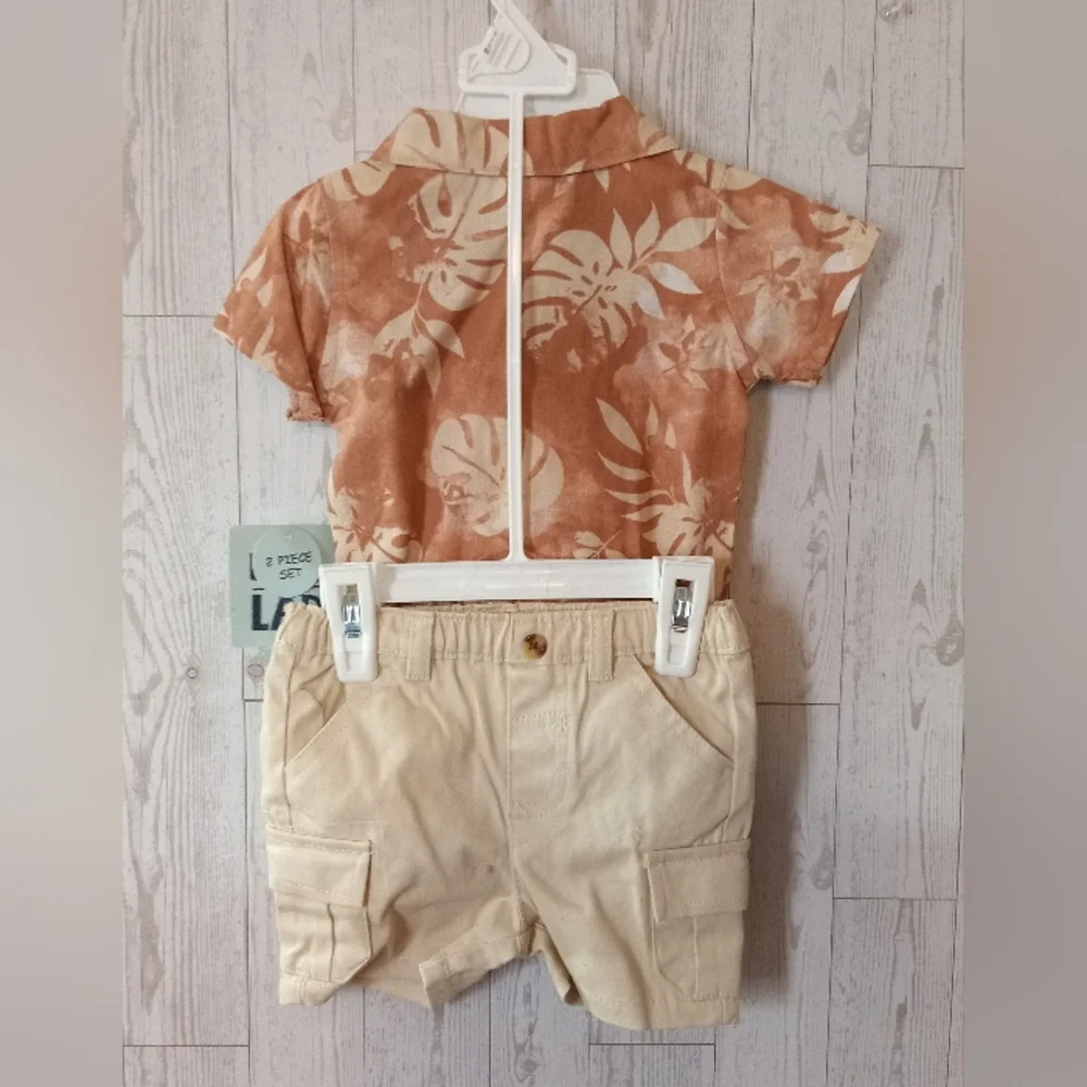 Little Lad Tropical Button Up Short Set Boys Size 0-3 Months NWT